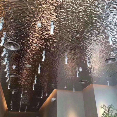 Anodized Silver Stainless Steel Ceiling Panel Moisture Proof Water Ripple Sheet Untuk Langit-langit
