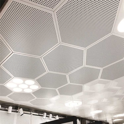 Ubin Langit-langit Akustik Hexagon Berlubang Aluminium Pra Dicat