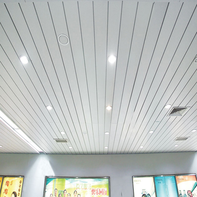 Linear G Strip Ceiling Aluminium Strip Lebar 300mm Lapisan Butir Kayu