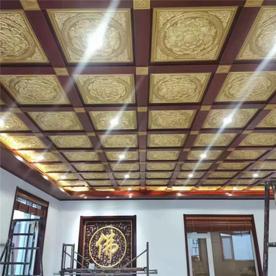 Klip 0,7mm Di Ubin Langit-Langit Logam Lotus Pra Dicat Untuk Kuil Hotel