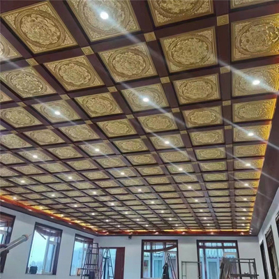 Klip 0,7mm Di Ubin Langit-Langit Logam Lotus Pra Dicat Untuk Kuil Hotel