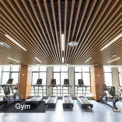 Desain Butiran Kayu Langit-Langit Logam Aluminium Baffle Kotak Terus-Menerus