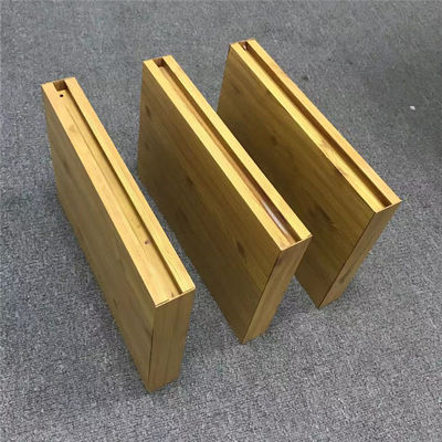 Desain Butiran Kayu Langit-Langit Logam Aluminium Baffle Kotak Terus-Menerus