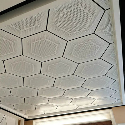 462x462x462x462x462x462 Perforated Aluminium Metal Ceiling Hexagonal Ceiling Tile With White Color