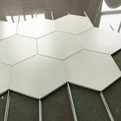 Aluminium Metal Langit-langit Panel langit-langit heksagon 404mm Clip In