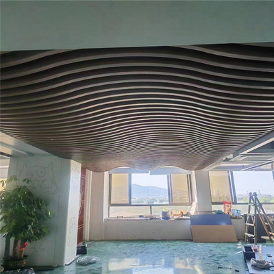 Langit-langit Akustik Desain Logam Aluminium Baffle Wave Ceilings