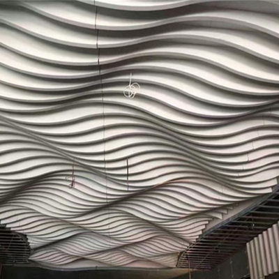 Plafon Akustik Fasad Bangunan Logam Aluminium Baffle Wave Ceiling