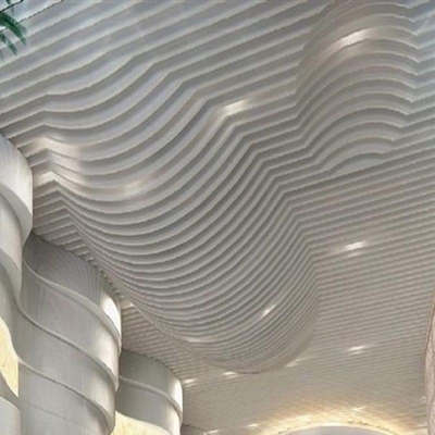 Plafon Akustik Fasad Bangunan Logam Aluminium Baffle Wave Ceiling