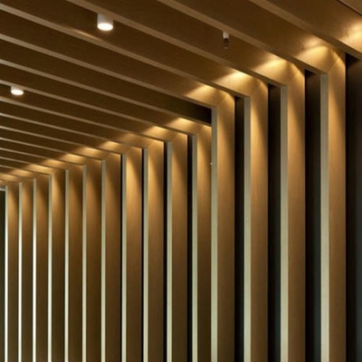 Aluminium Suspended Square Tube Baffle Ceiling Untuk Dekorasi Restoran Pusat Perbelanjaan