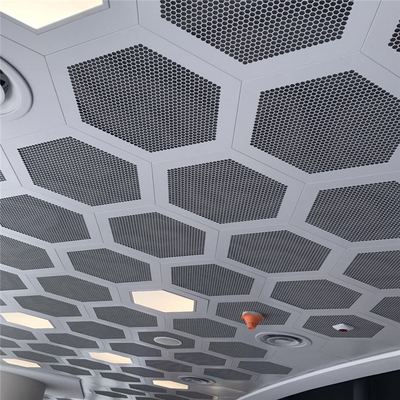 Aluminium Hexagonal Clip In Ceiling 0.7mm Tebal Untuk Convention Center