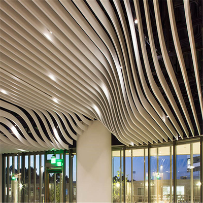 woodgrain color Aluminium Wave Baffle Wave Blade Untuk Dinding Dan Langit-Langit