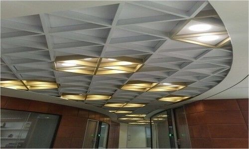 Langit-langit Kotak Aluminium Tahan Api Penyerapan Suara Untuk Trestle Walkways