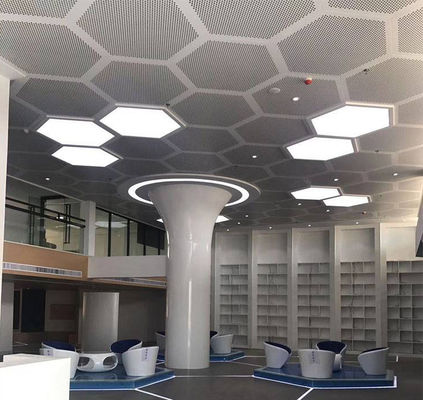 462x462x462x462x462x462 Perforated Aluminium Metal Ceiling Hexagonal Ceiling Tile With White Color
