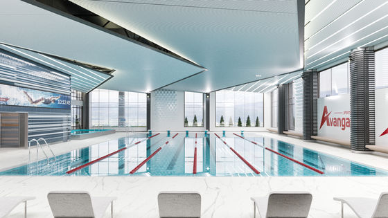 Langit-langit Logam Aluminium 50x150 Ultra Mikro Perforasi U Baffle